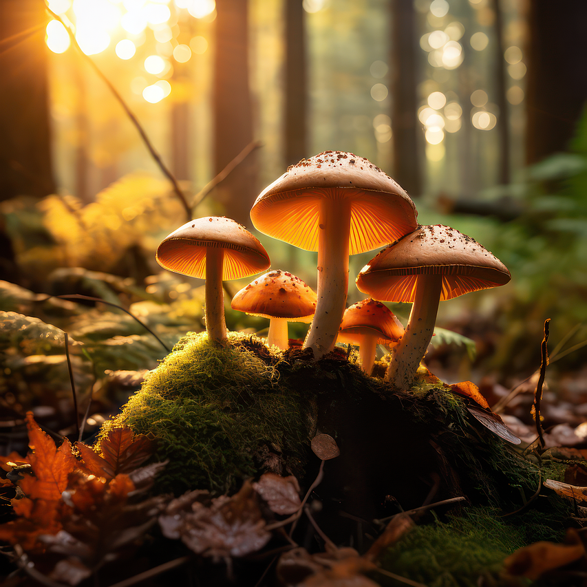 Mushroom pix from Pixabay.com A cluster of mushrooms in dappled forest sunlight represents natural growth and the study of mycology.